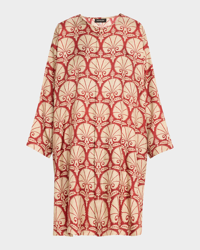 Silk Button-Front Tunic with Side Slits